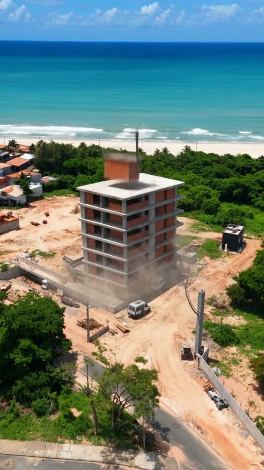 Prédio montando sozinho na praia